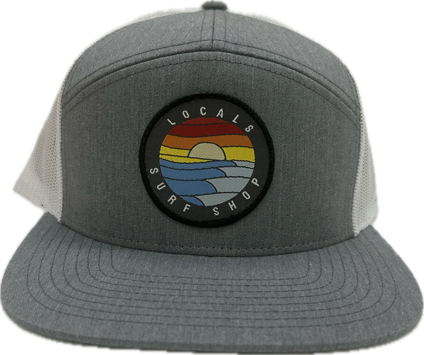 LOCALS SUNRISE 7 PANEL FLAT BRIM TRUCKER H. GREY/WHITE