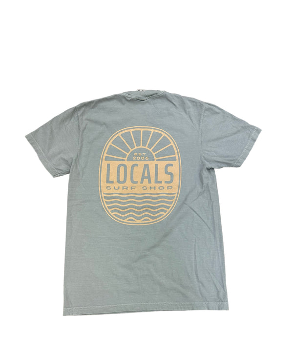 LOCALS SUN & WAVES GARMENT DYE TEE BAY BLUE