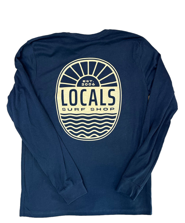 LOCALS SUN & WAVES L/S SUEDED CREW NAVY