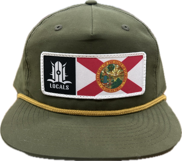 FLORIDA LOCALS FLLCLS5 PANEL UNSTRUCTURED PERFORMANCE CAP WITH ROPE LODEN/GOLD