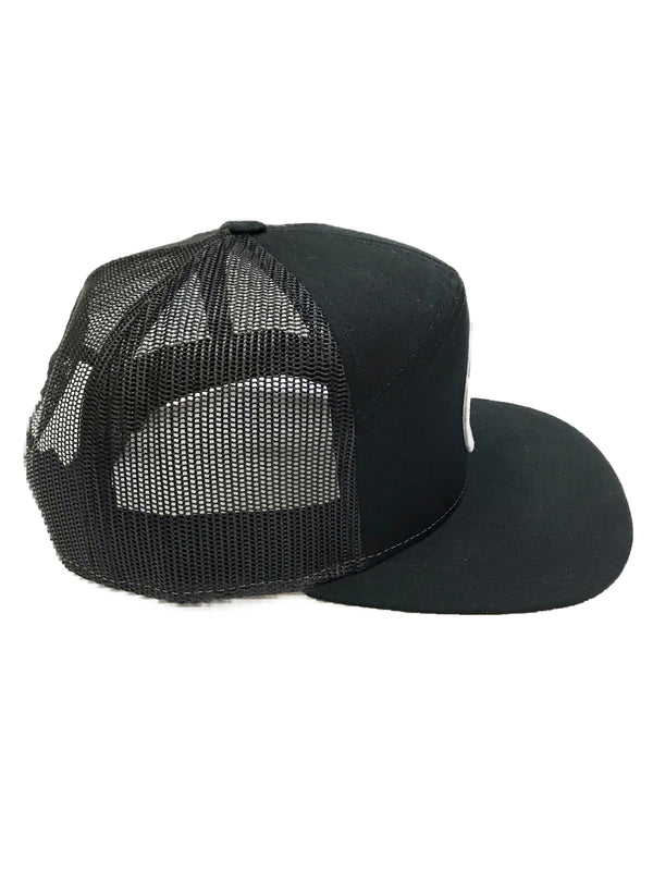 LOCALS RESPECT YOUTH 7 PANEL FLAT BILL TRUCKER BLACK