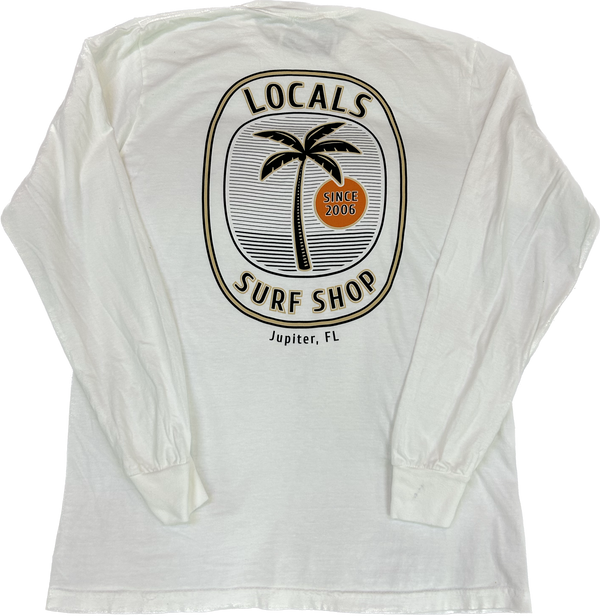 LOCALS SOLE PALM GARMENT DYE L/S TEE WHITE