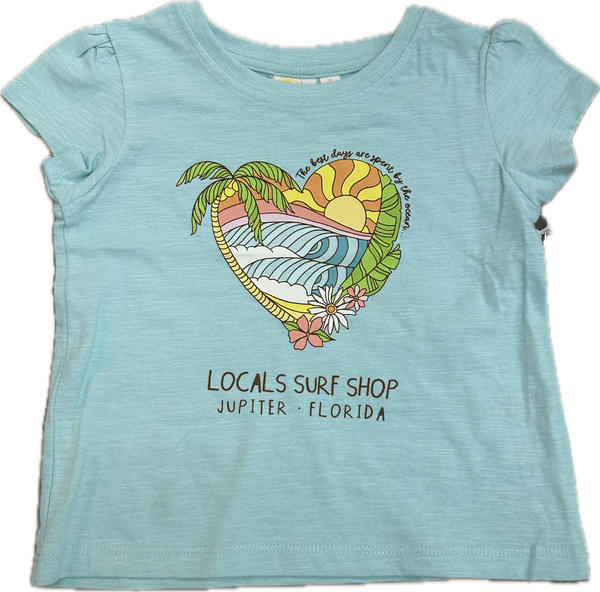 LOCALS GIRLS SCENIC HEART TEE AQUA