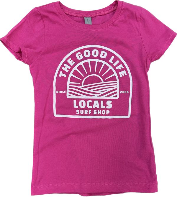 LOCALS GIRLS GOOD LIFE SUN PATCH PRINCESS TEE RASBERRY