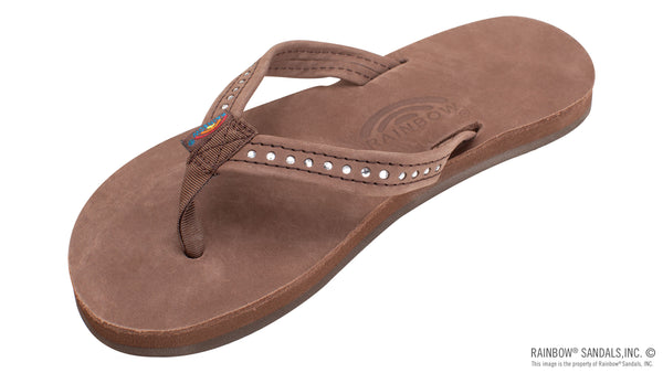 KIDS RAINBOW CRYSTAL STRAP PREMIER LEATHER SIERRA BROWN