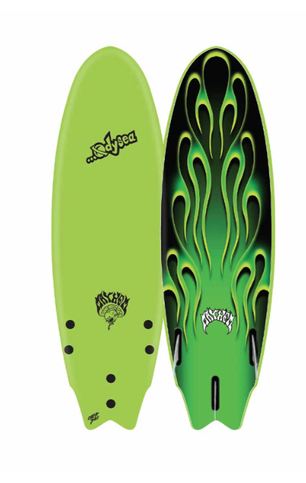 5'11 ODYSEA X LOST RNF (GREEN/BLUE/RED/FLAMES)