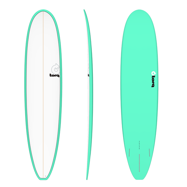 8'6 TORQ LONG 22 1/2" x 3 1/8" 67.2L  PINLINE SEAGREEN/WHITE DECK FUTURES