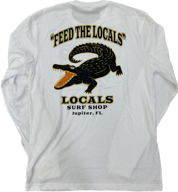 "FEED THE LOCALS" L/S SUEDED CREW HEATHER FOREST GREEN