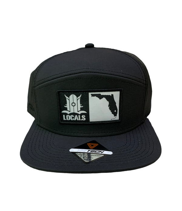 LOCALS FLORIDA BOARDERS 7 PANEL FLAT BRIM TRITECH PERFORATED TRUCKER