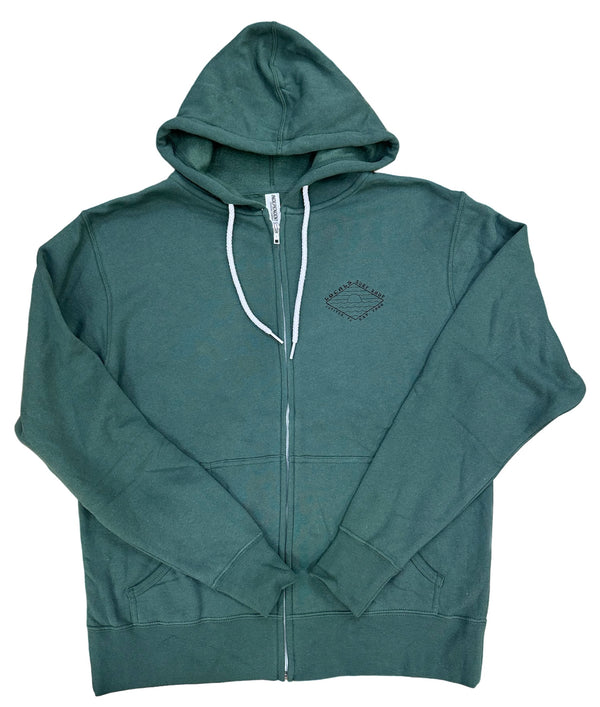 LOCALS NATURAL ELEMENTS LIGHT WEIGHT ZIPPERED HOODIE EVERGREEN