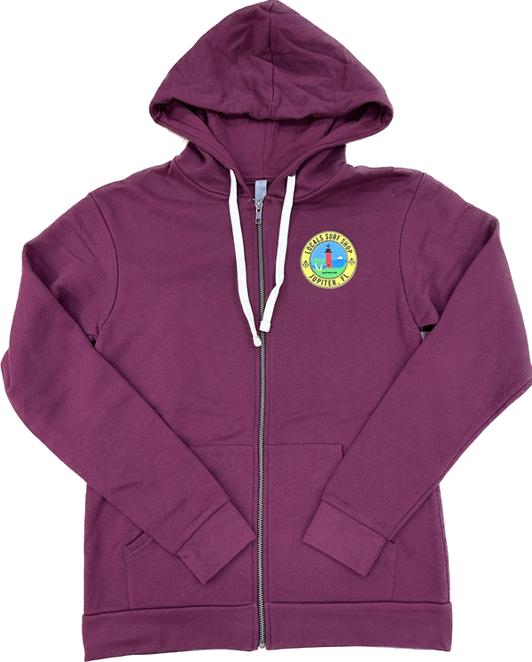 LOCALS TOJ LIGHTHOUSE LIGHT WEIGHT ZIP-UP HOODIE MAROON