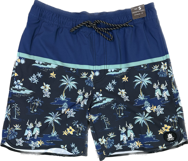 LOCALS HAPUNA ELASTIC WAIST 18" BOARDSHORT W/ SIDE SEAM & REAR POCKETS