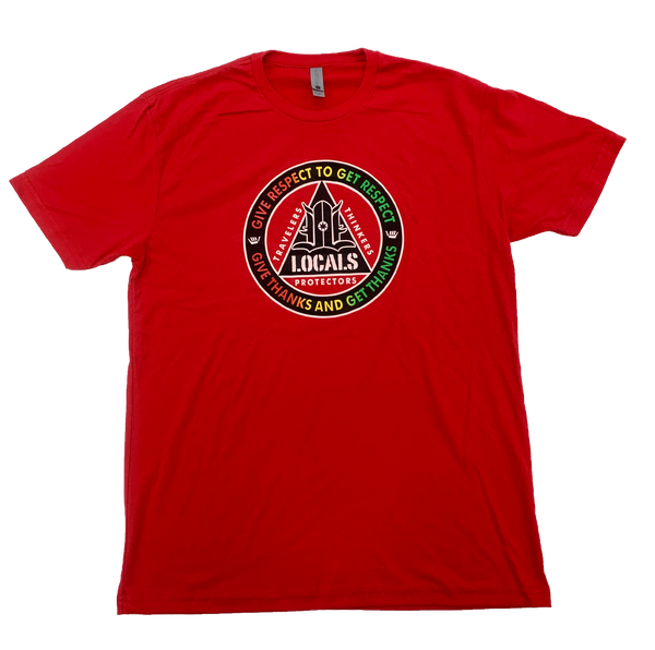 LOCALS MENS RESPECT RASTA FADE SUEDED CREW RED