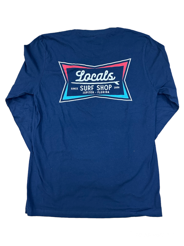 LOCALS RETRO LAMINATE 100% COTTON L/S TEE NAVY