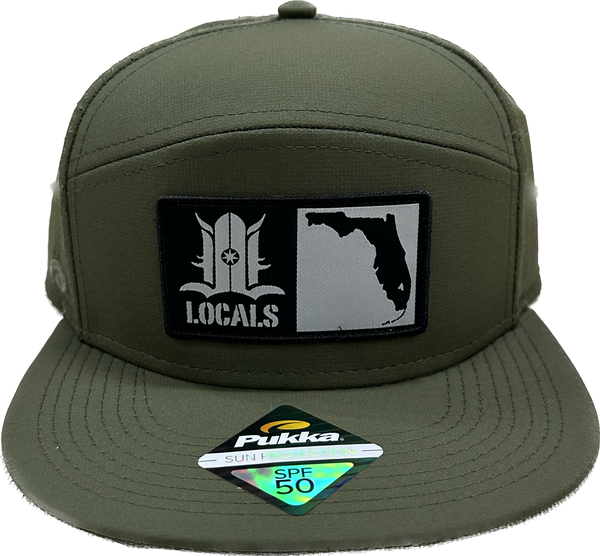 LOCALS FLORIDA BOARDERS 7 PANEL FLAT BRIM TRITECH PERFORATED TRUCKER