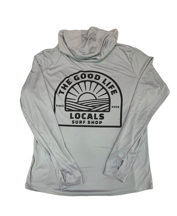 LOCALS WOMENS GOOD LIFE SUN PATCH PERFORMANCE HOODIE