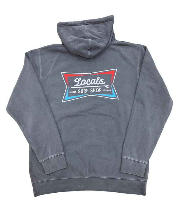 LOCALS RETRO LAMINATE GARMENT DYED 100% COTTON HOODIE BLACK