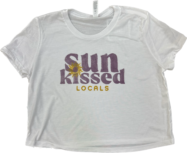 LOCALS SUN SMOOCH FLOWY CROPPED TEE WHITE