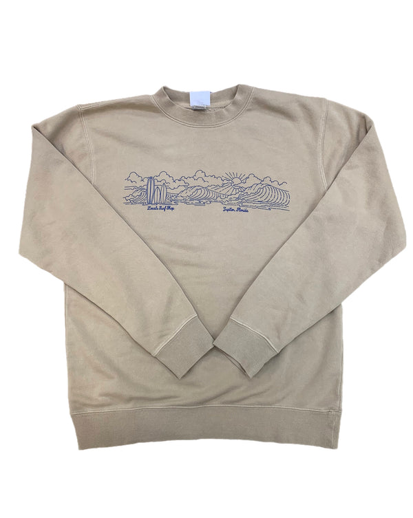 LOCALS BEACH DAYS BAND PIGMENT DYE PULLOVER CREW SAND STONE