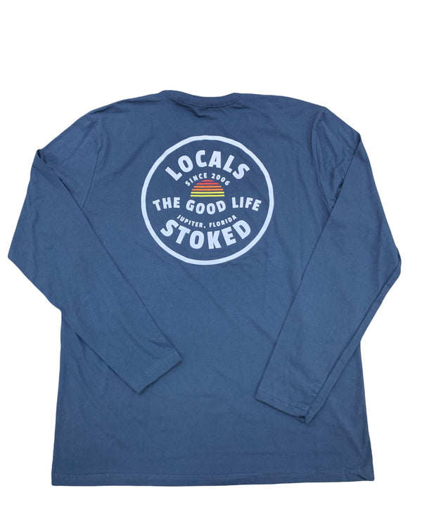 LOCALS MENS GOOD LIFE CIRCLE L/S TEE INDIGO