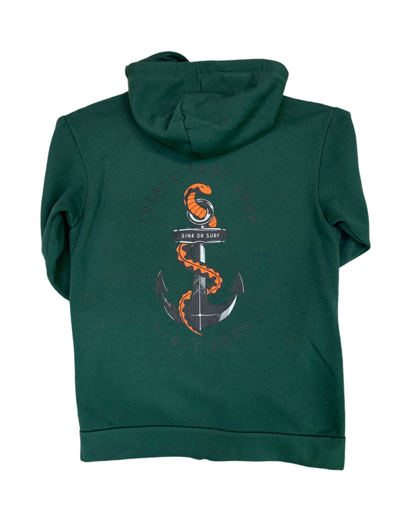 LOCALS MENS SEA SNAKE "SINK OR SURF" SANTA CRUZ FULL-ZIP HOODIE FOREST