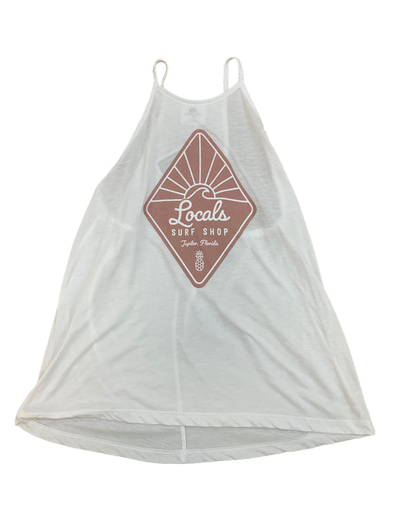 LOCALS VERTICAL DIAMOND FLOWY HIGH NECK TANK